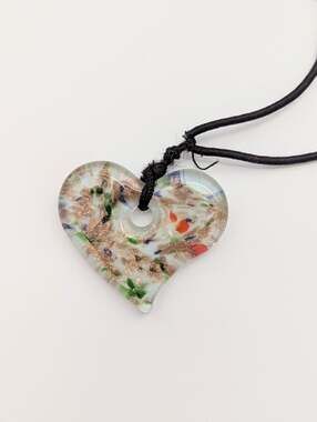 Vintage Murano Multicolor Art Glass Heart Pendant Necklace